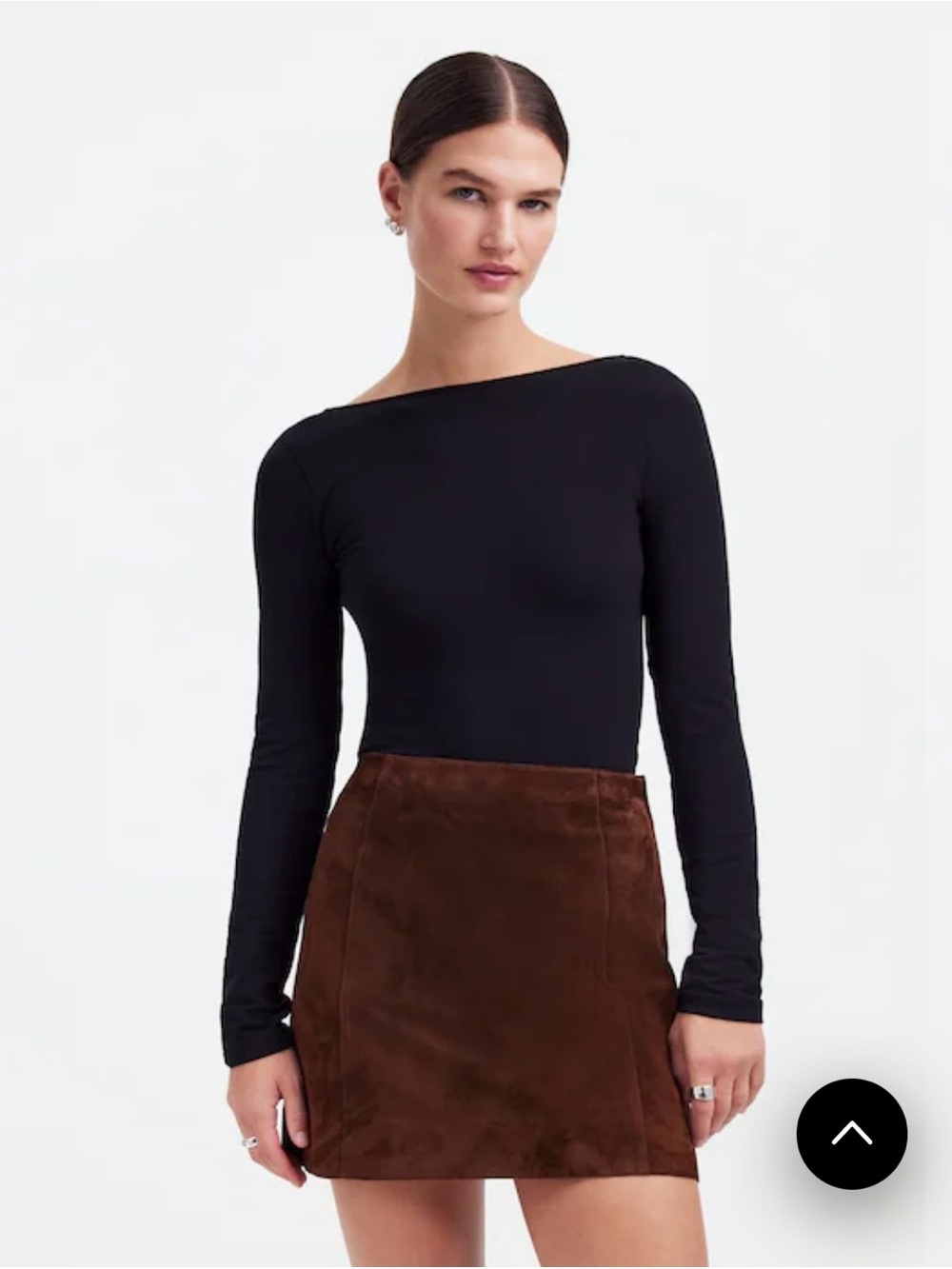 Madewell x Alexa Chung Suede Skirt in Chocolate Brown